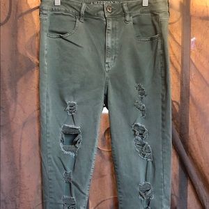 Army green American Eagle Stretch Jegging